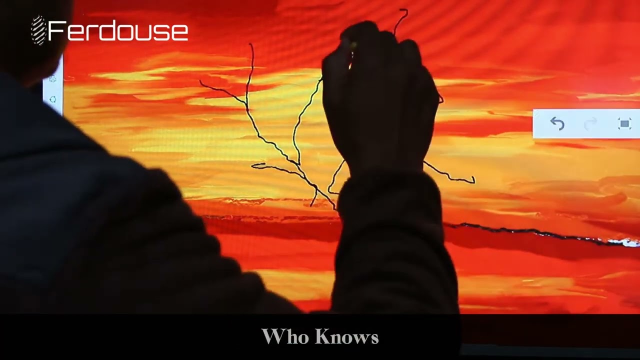 Ferdouse painting a sunset landscape